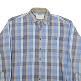ALASKA Mens Blue & Beige Check Shirt L Cotton Blend Casual Button-Up