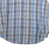 ALASKA Mens Blue & Beige Check Shirt L Cotton Blend Casual Button-Up