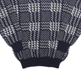 Mens Navy Blue & Grey Patterned Wool Blend Jumper Crew Neck Basic Knit M