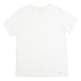 CALVIN KLEIN Mens White V-Neck T-Shirt M Cotton Classic Plain Short Sleeve