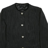Womens Black Button Up Plain Jacket XL Woven Classic Button Closure Velvet Cuffs