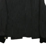 Womens Black Button Up Plain Jacket XL Woven Classic Button Closure Velvet Cuffs
