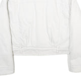 LEVI'S Womens White Cotton Blend Sherpa Collar Jacket L Denim Button