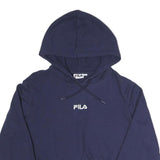 FILA Womens Navy Blue Hoodie UK 12 Cropped Logo Embroidered Sweatshirt