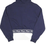 FILA Womens Navy Blue Hoodie UK 12 Cropped Logo Embroidered Sweatshirt