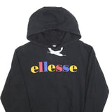 ELLESSE Mens Black Multicolour Logo Pullover Hoodie M Cotton Blend Casual