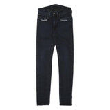 LEVI'S Womens Slim Skinny Denim Dark Blue W26 L29 Cotton Blend Zip Jeans