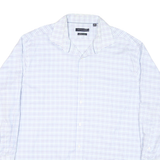 TOMMY HILFIGER Mens White & Blue Check Shirt XL Cotton Blend Casual Long Sleeve