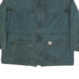 CARHARTT Blanket Lined Duck Cape Duster Mens Blue Workwear Jacket 2XL