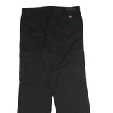 DICKIES Mens Polyester Blend Black Regular Straight Trousers W36 L32 Work Cargo
