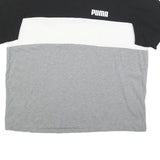 PUMA Mens Black White & Grey Colourblock Graphic T-Shirt XL Short Sleeve Crew