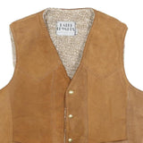 RALPH EDWARDS Mens Beige Leather Button Jacket L Suede Western Vest Shearling