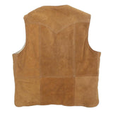 RALPH EDWARDS Mens Beige Leather Button Jacket L Suede Western Vest Shearling