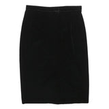 XSCAPE Womens Black Straight Knee Length Velvet Skirt Size S Classic Style Soft