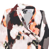 DKNY Womens Printed Top Long Sleeve V-Neck Floral Pattern S Polyester Blend