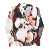 DKNY Womens Printed Top Long Sleeve V-Neck Floral Pattern S Polyester Blend