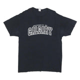 FRUIT OF THE LOOM Mens Black University Of Calgary Graphic T-Shirt M Short