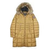 NAPAPIJRI Womens Beige Polyamide Quilted Long Sleeve Zip Jacket M Fur Hood