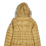 NAPAPIJRI Womens Beige Polyamide Quilted Long Sleeve Zip Jacket M Fur Hood
