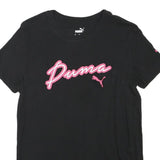 PUMA Mens Black & Pink Modern T-Shirt S Short Sleeve Crew Neck Cotton Blend