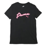 PUMA Mens Black & Pink Modern T-Shirt S Short Sleeve Crew Neck Cotton Blend