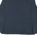 TOMMY HILFIGER Mens Blue Long Sleeve Plain L Cotton Blend Polo Shirt