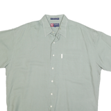 CHAPS RALPH LAUREN Mens Green Shirt L Cotton Blend Casual Short Sleeve Button