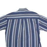 NATURAL ISSUE Mens Blue & White Striped Shirt L Cotton Button Down Short Sleeve