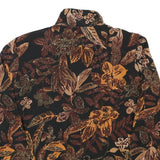 BLAIR Womens Black Brown Floral Print Zip Jacket M Polyester Blend Casual