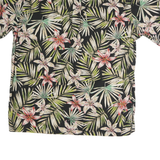 COOKE STREET Mens Black & Green Floral Cotton Shirt XL Summer Casual Button