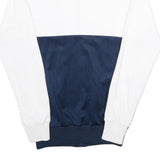 ELLESSE Womens White & Navy Colourblock Track Jacket UK 6 Cotton Blend Zip