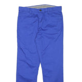CALVIN KLEIN Womens Cotton Blend Blue Regular Straight Trousers W31 L28 Zip