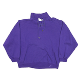 FIRST RUN Womens Purple Sweatshirt M Lace-Up Collar Cotton Blend Pullover