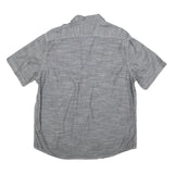 WOOLRICH Mens Grey Casual Shirt L Button Front Short Sleeve Lightweight Cotton