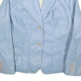 KA-STAR Womens Blue Leather Button Jacket M Plain Button Closure Stylish