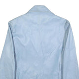 KA-STAR Womens Blue Leather Button Jacket M Plain Button Closure Stylish