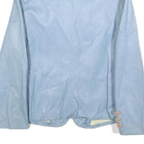 KA-STAR Womens Blue Leather Button Jacket M Plain Button Closure Stylish