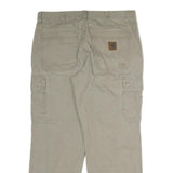 CARHARTT Mens Regular Fit Beige Cotton Cargo Trousers W36 L29 Workwear Utility