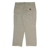 CARHARTT Mens Regular Fit Beige Cotton Cargo Trousers W36 L29 Workwear Utility