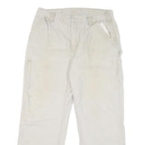 CARHARTT Mens Regular Fit White Cotton Blend Zip Closure Jeans W36 L28 Workwear