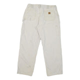 CARHARTT Mens Regular Fit White Cotton Blend Zip Closure Jeans W36 L28 Workwear