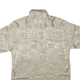 MISRAAB Mens Beige Patterned Shirt L Short Sleeve Button Polyester Blend Casual