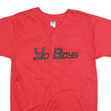 AUGUSTA SPORTSWEAR Mens Red Yo Boys Button Front Short Sleeve Crew Neck Baseball