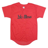 AUGUSTA SPORTSWEAR Mens Red Yo Boys Button Front Short Sleeve Crew Neck Baseball