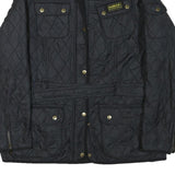 BARBOUR INTERNATIONAL Womens Black Quilted Jacket UK 18 Polyester Blend Zip