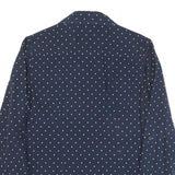TOMMY HILFIGER Womens Blue & White Polka Dot Shirt S Cotton Blend Long Sleeve