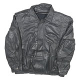 BOULEVARD CLUB Mens Black Leather Zip Jacket L Classic Comfortable Stylish