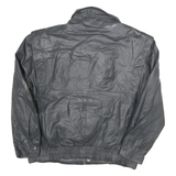 BOULEVARD CLUB Mens Black Leather Zip Jacket L Classic Comfortable Stylish