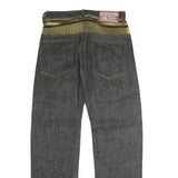 PROVIDER Womens Jeans Black Regular Straight Denim Raw W32 L32 Unique Waistband