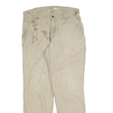 CARHARTT Mens Cotton Blend Beige Relaxed Fit Straight Trousers W34 L32 Casual